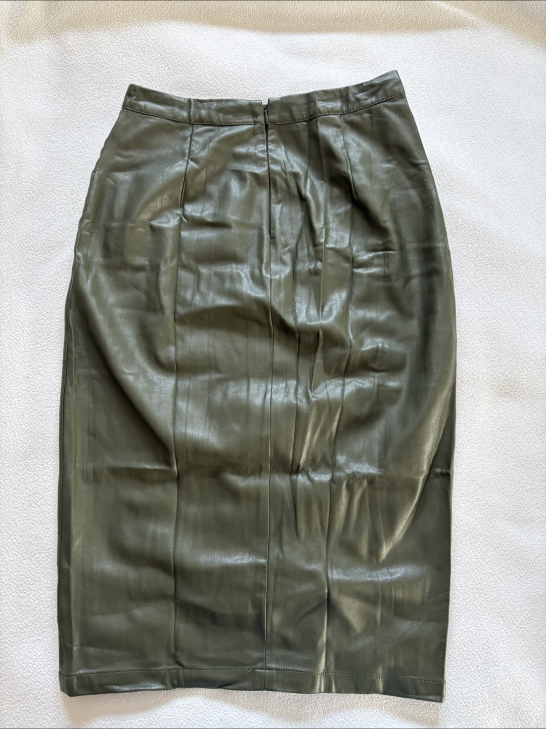 Who What Wear Olive Green Faux Leather Skirt - Size 2 - photo 2