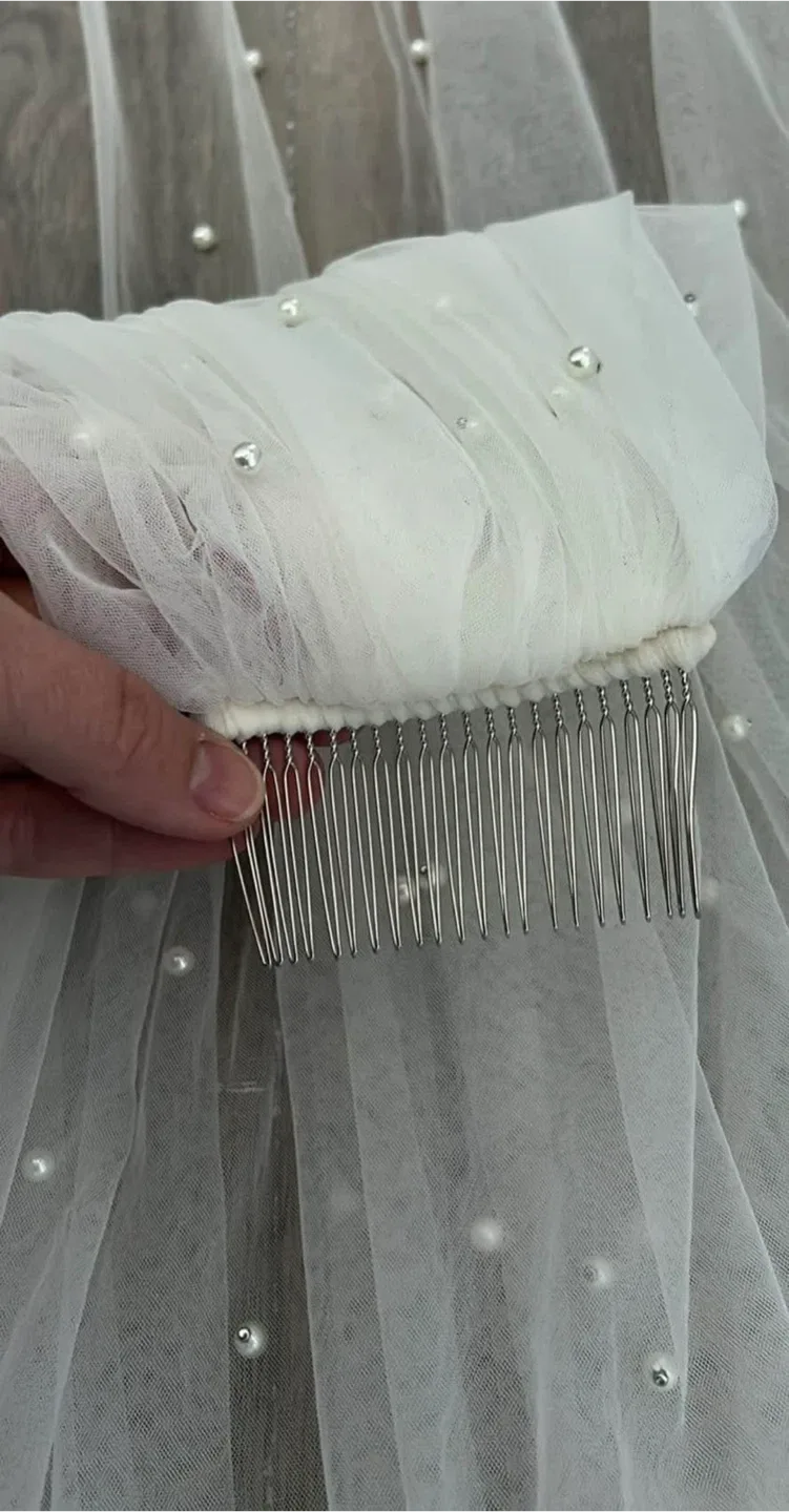 Pearl Embellished Wedding Veil - New image indicator(2)