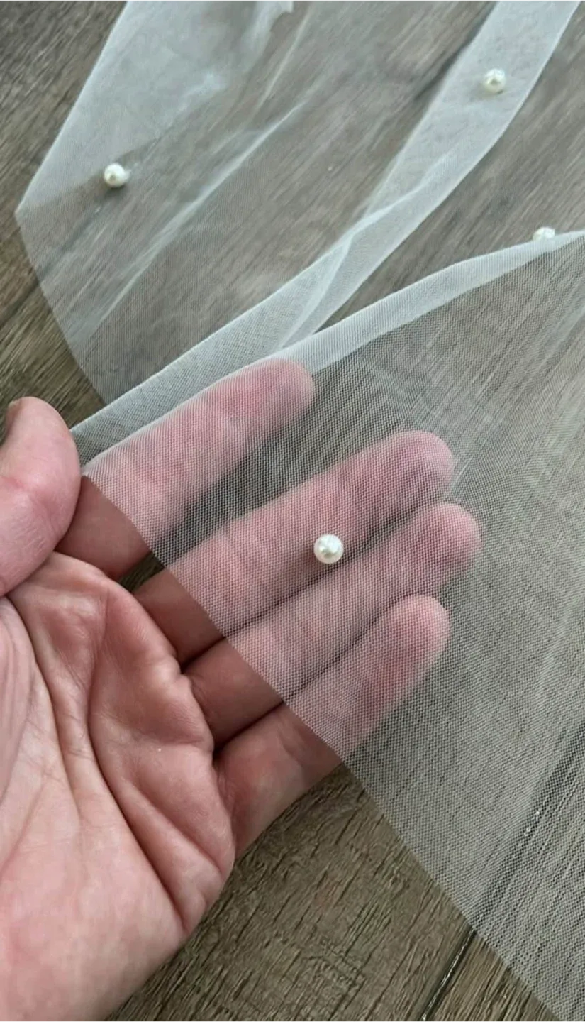 Pearl Embellished Wedding Veil - New image indicator(4)