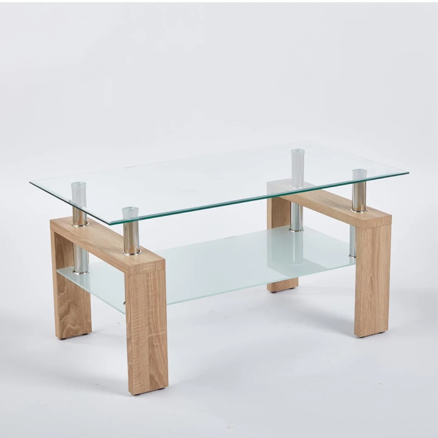 Glass Top Coffee Table with Shelf image indicator(2)