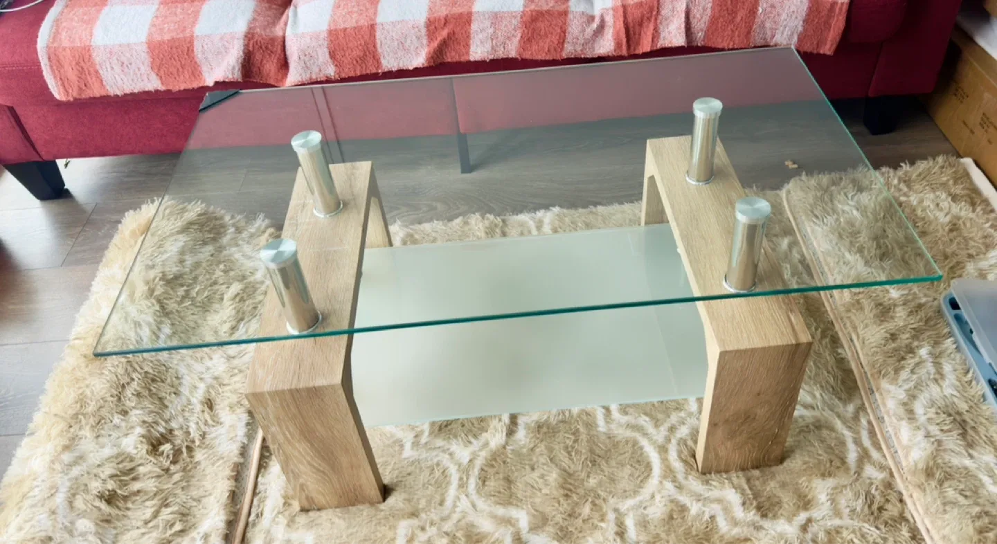 Glass Top Coffee Table with Shelf image indicator(4)