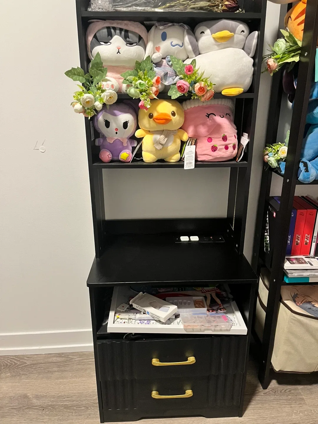 Black Bookshelf with LED Lighting