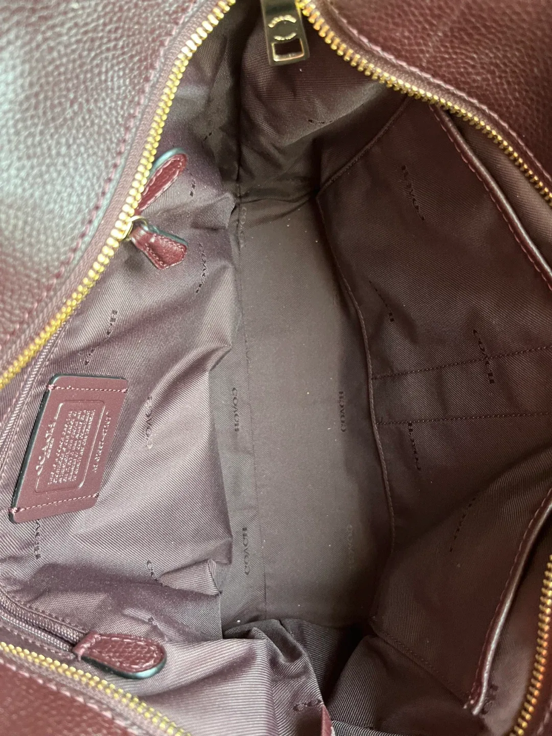 Coach Leather Handbag – Burgundy – Gold Chain image indicator(4)