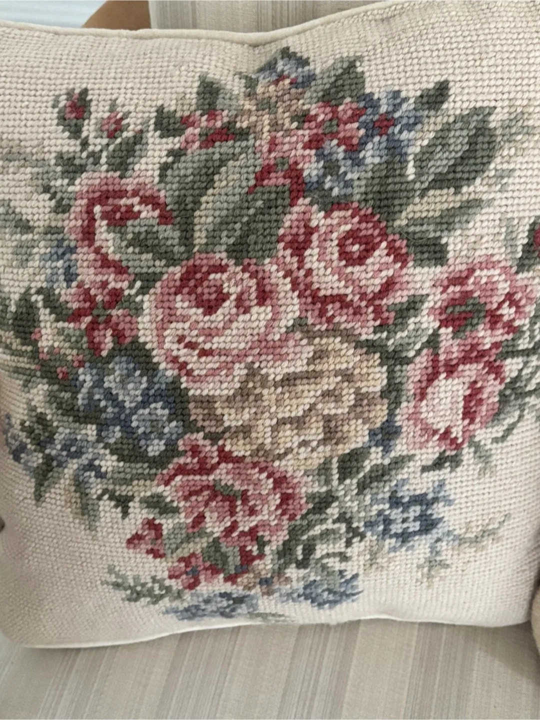 Laura Ashley Lifestyles Floral Needlepoint Pillows - Set of 2 image indicator(3)