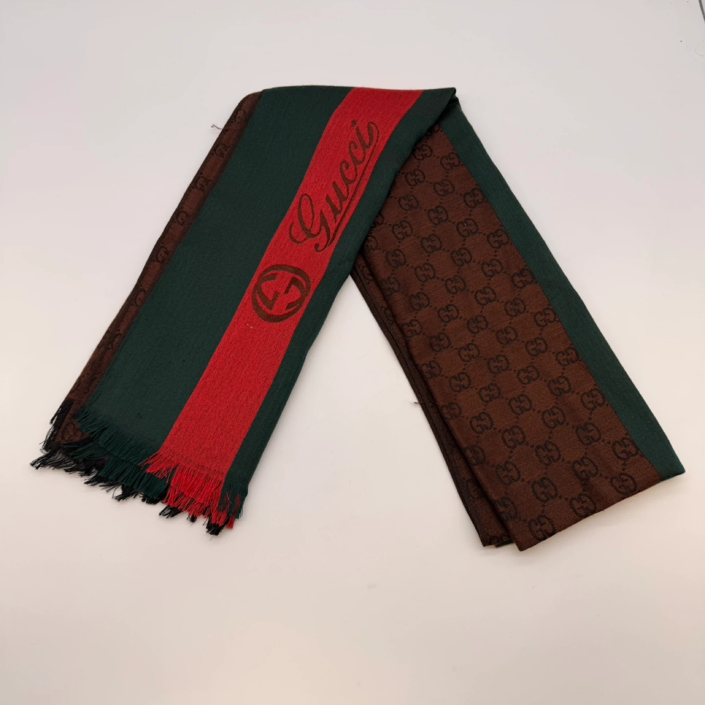 Gucci-Style Brown GG Monogram Scarf – Unisex