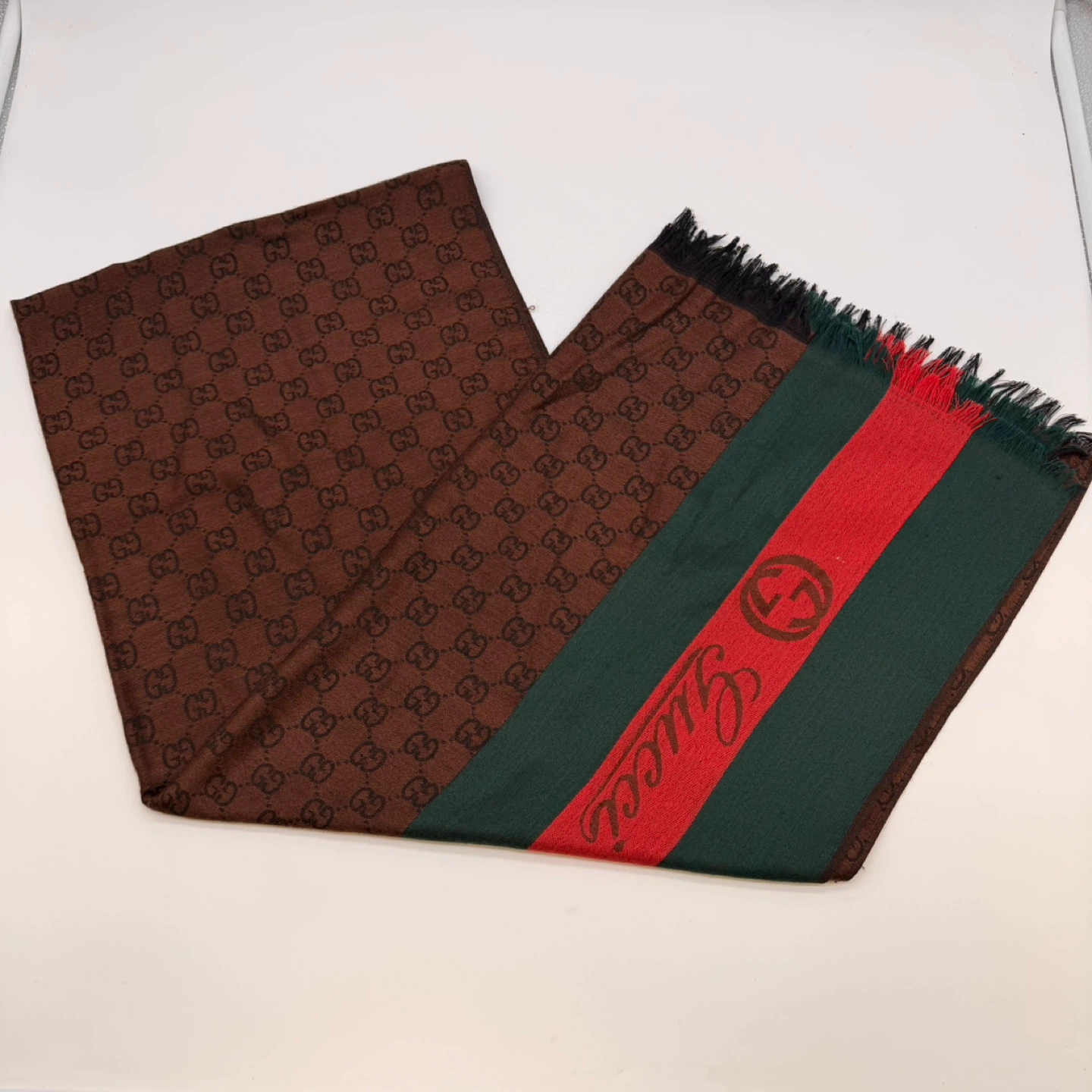 Gucci-Style Brown GG Monogram Scarf – Unisex - photo 3