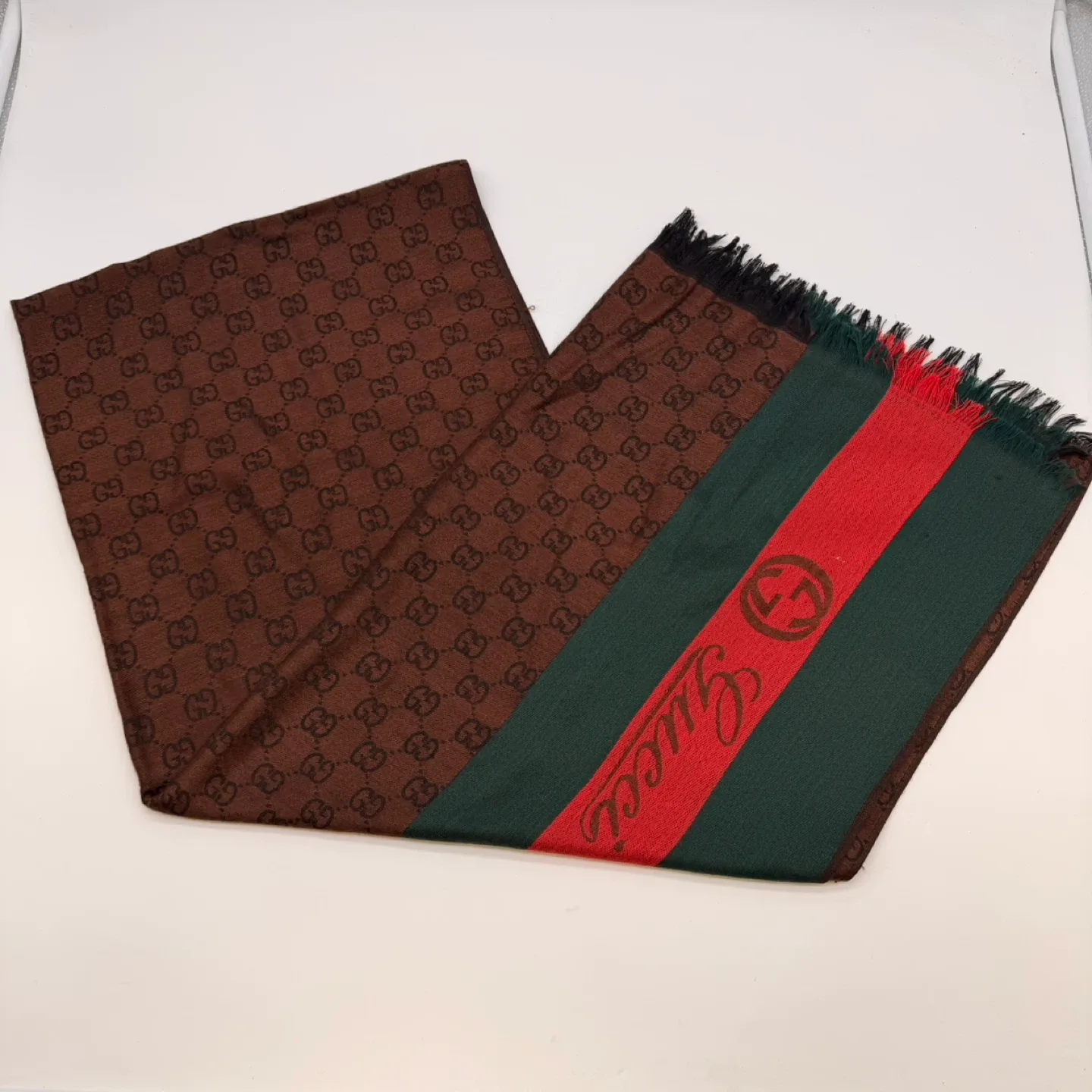Gucci-Style Brown GG Monogram Scarf – Unisex image indicator(3)