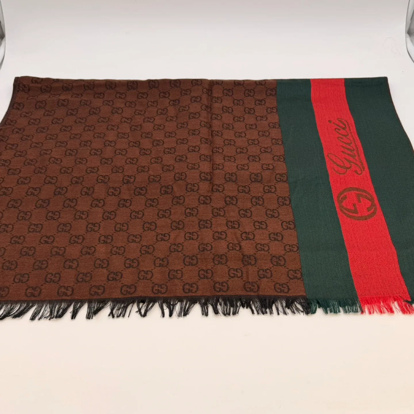 Gucci-Style Brown GG Monogram Scarf – Unisex image indicator(2)