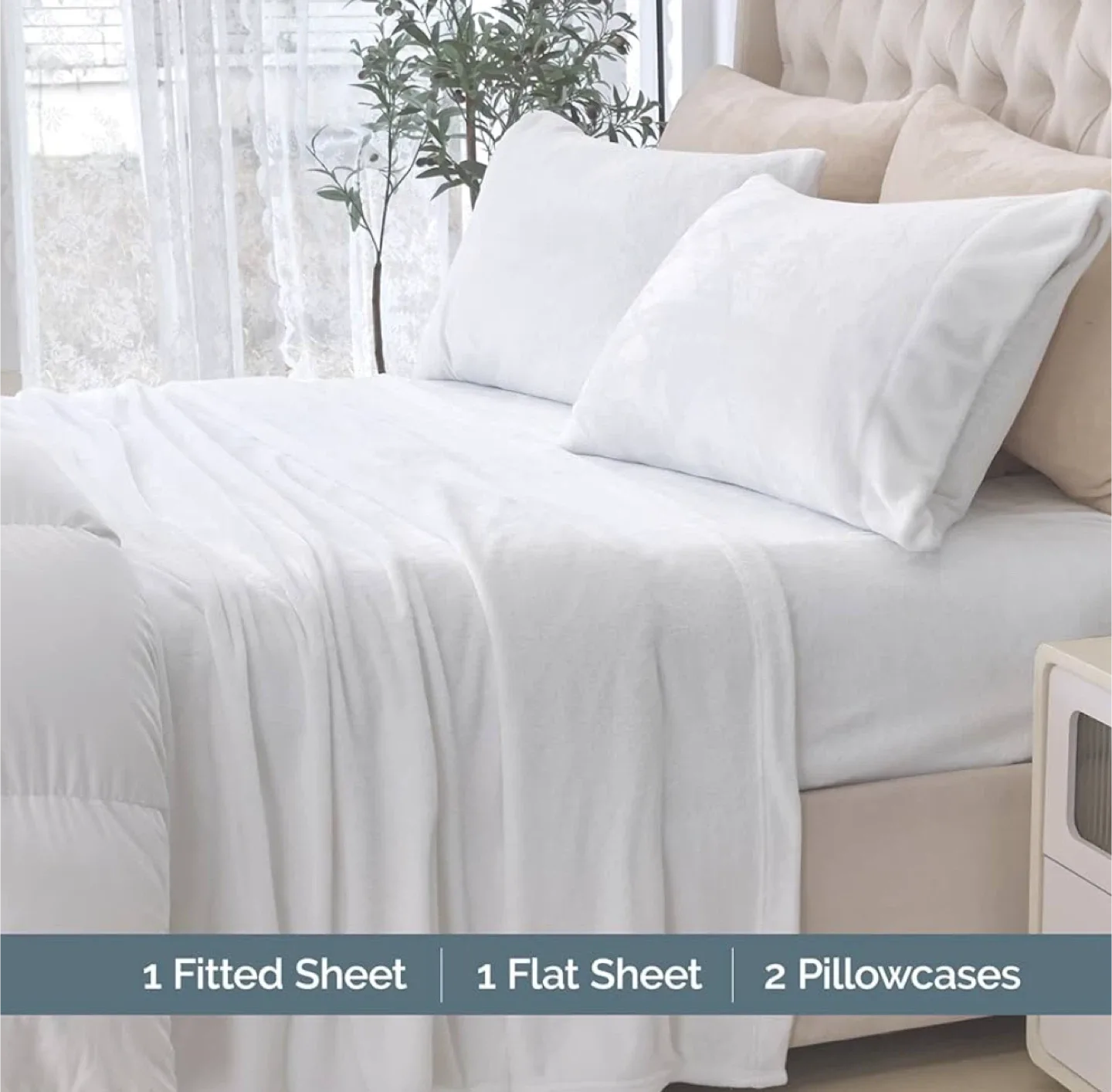 White Velour - King Sheet Set - New 🏷️ image indicator(4)