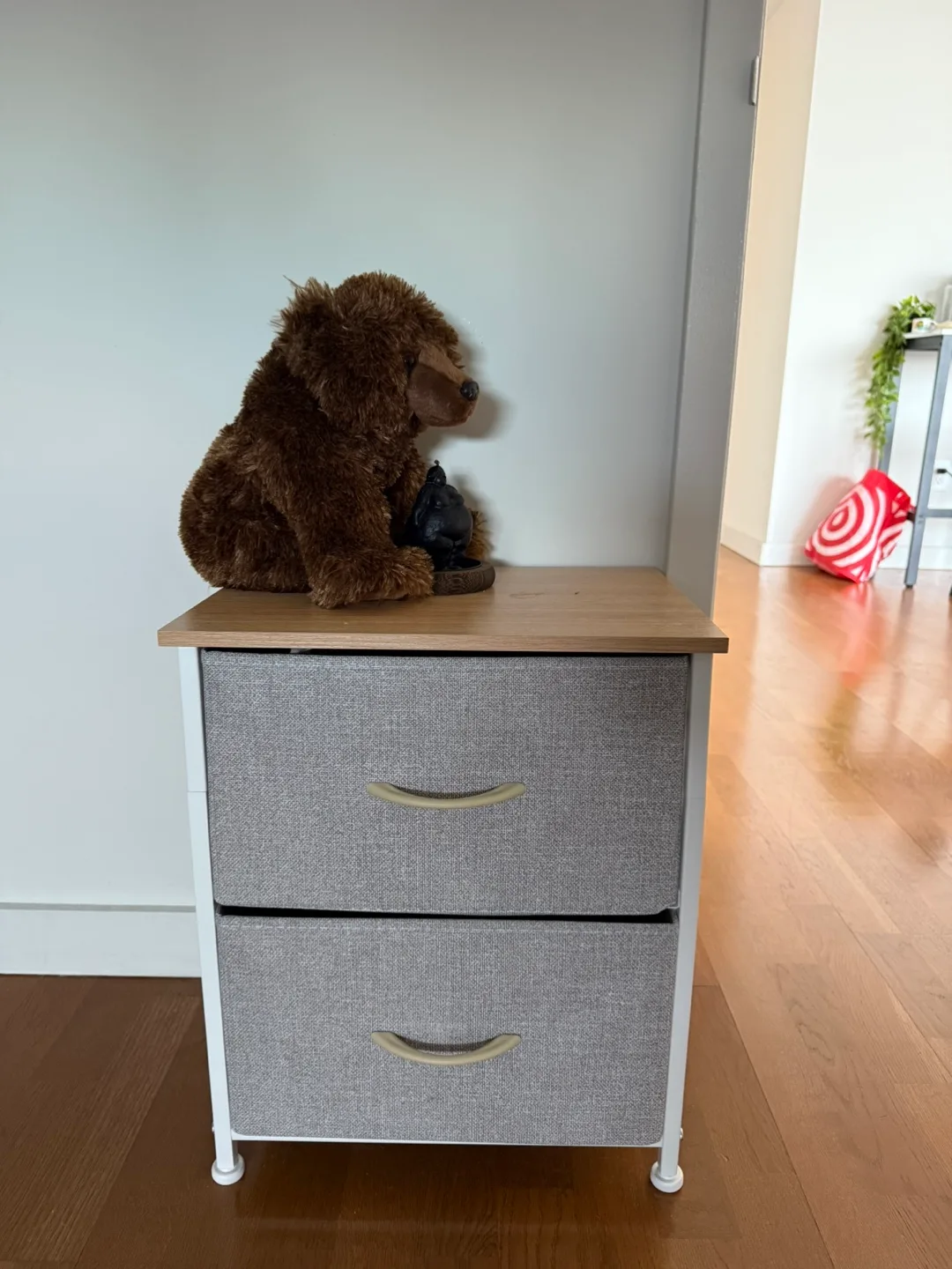 2-Drawer Gray Fabric Storage Dresser