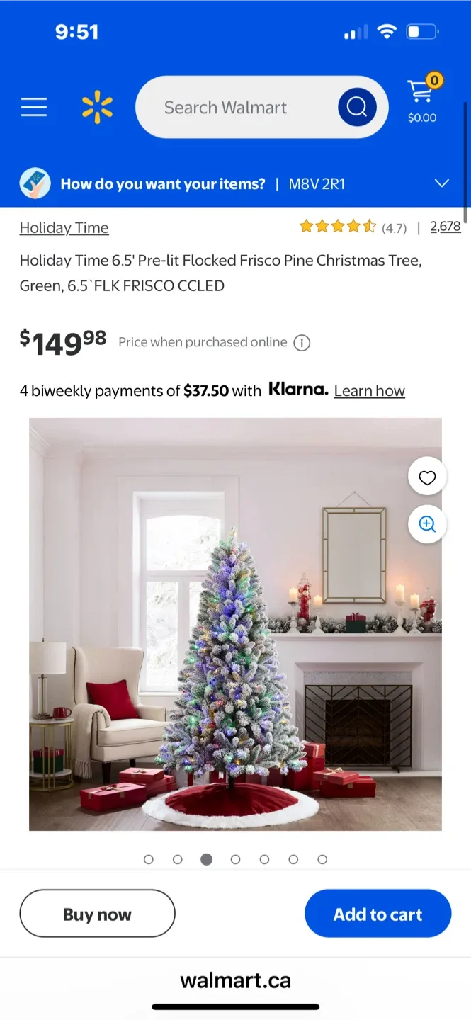 NEW Holiday Time 6.5' Pre-lit Flocked Frisco Pine Christmas Tree image indicator(3)