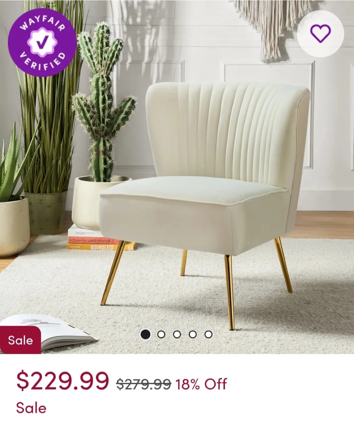 Brand New velvet side chair with gold metal legs