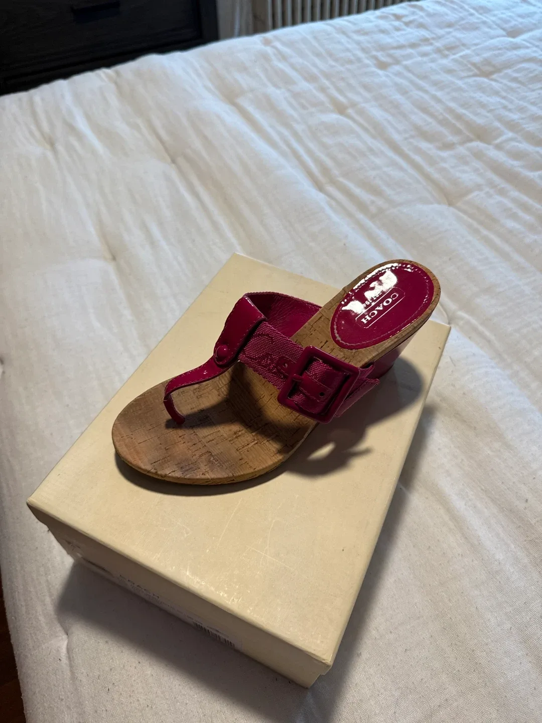 Coach Bernadette Fuchsia Wedge Sandals - Size 7