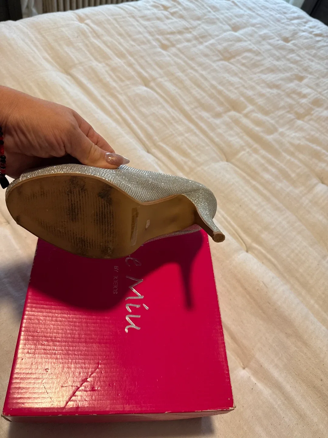 Nina Silver Glitter Heels - Size 7.5 image indicator(2)