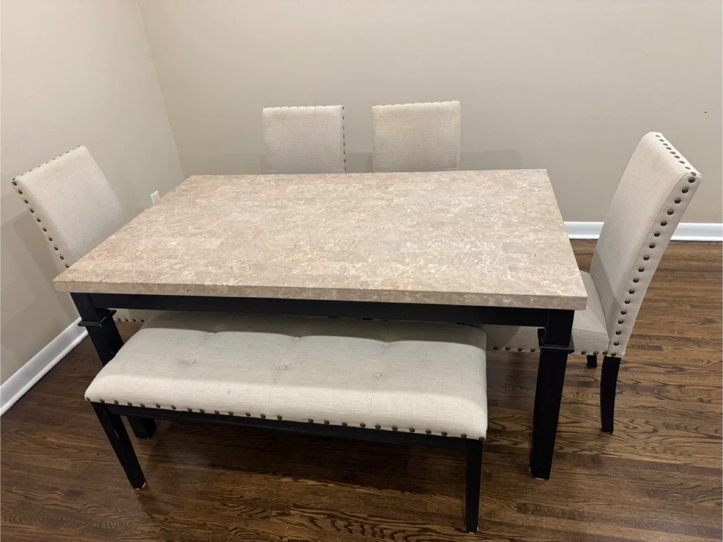 Dining Table with 4 Chairs & Bench