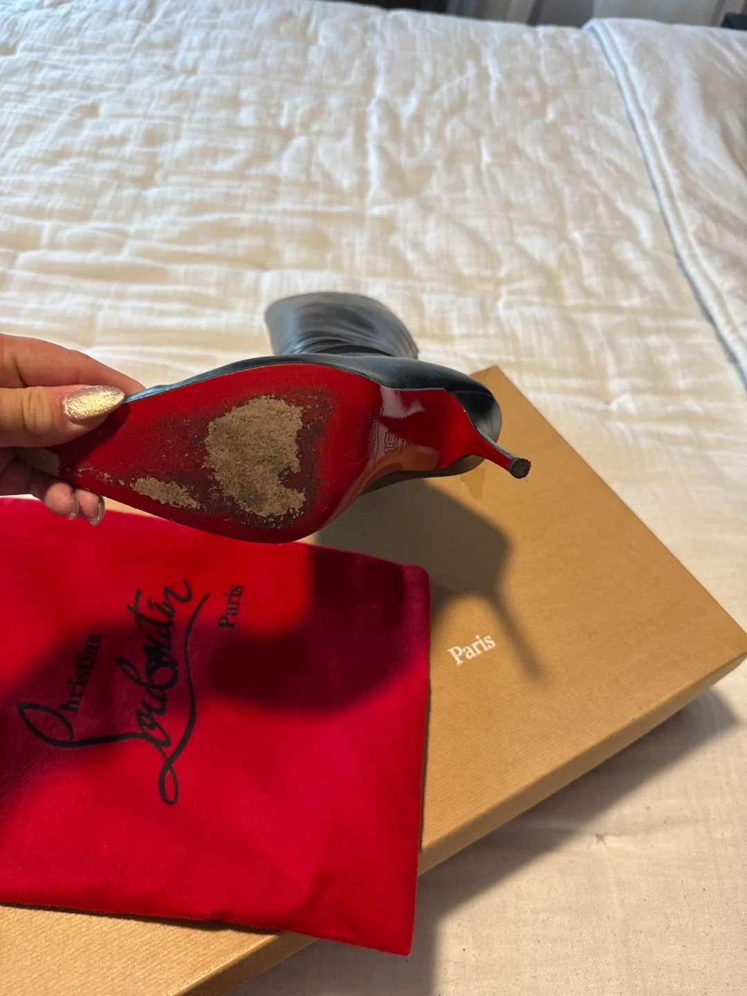 Christian Louboutin Black Leather Knee High Boots - Size 7.5 image indicator(2)