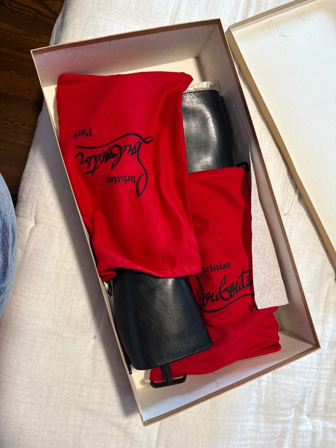 Christian Louboutin Black Leather Knee High Boots - Size 7.5 image indicator(3)