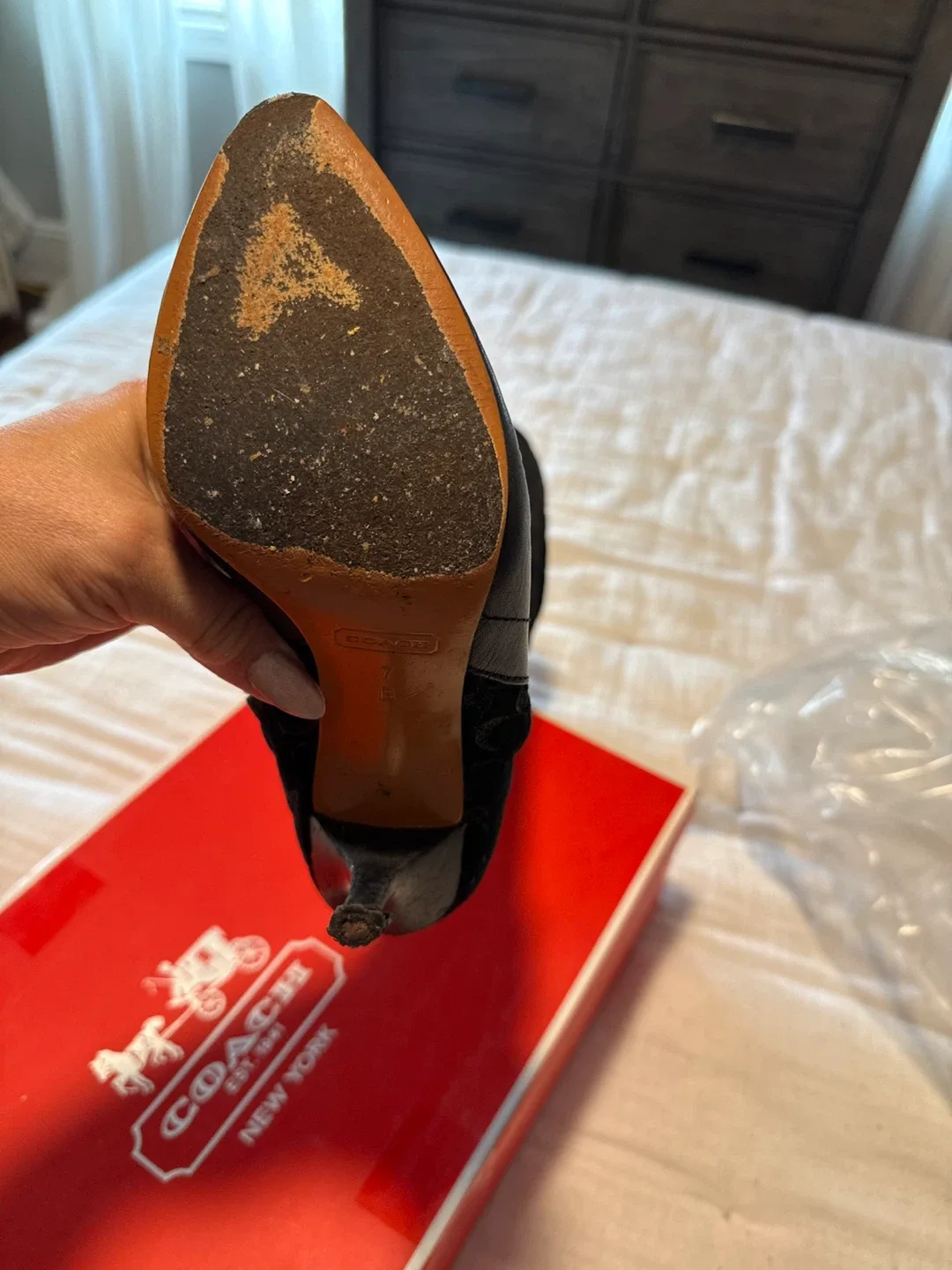 Coach Fara 8CM EMBS SDE/MAT CLF Black Boots - Size 7 image indicator(3)