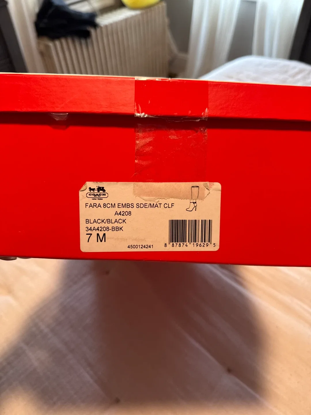 Coach Fara 8CM EMBS SDE/MAT CLF Black Boots - Size 7 image indicator(4)