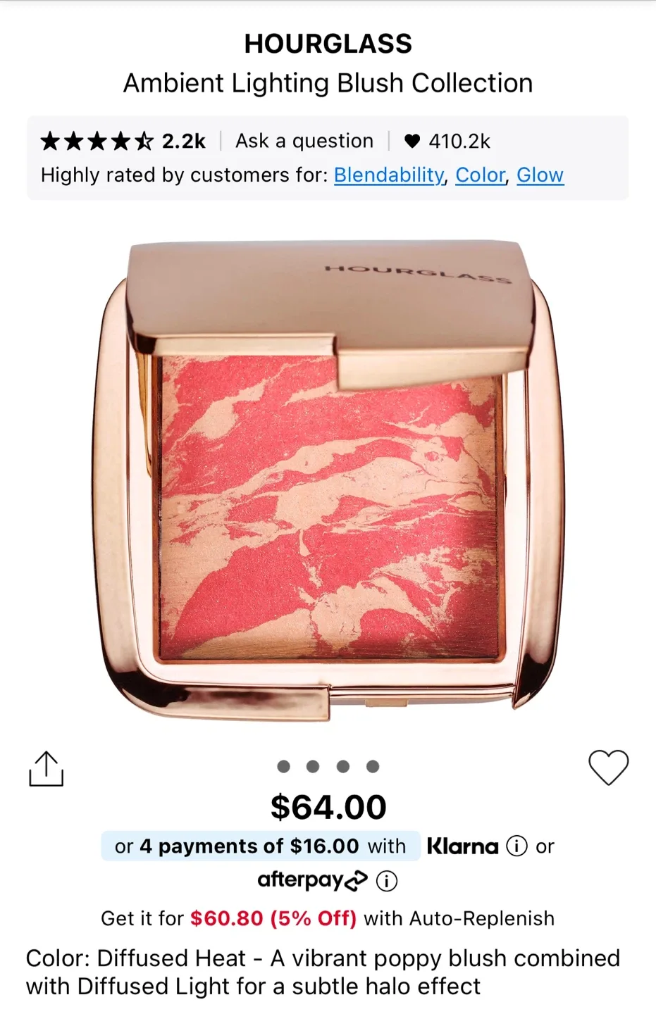 HOURGLASS Ambient Lighting Blush - Diffused Heat image indicator(5)