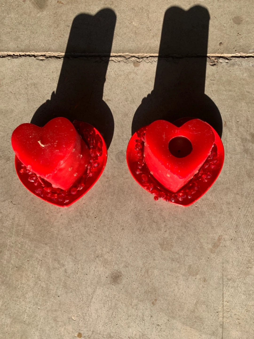 Red Heart Candle Set