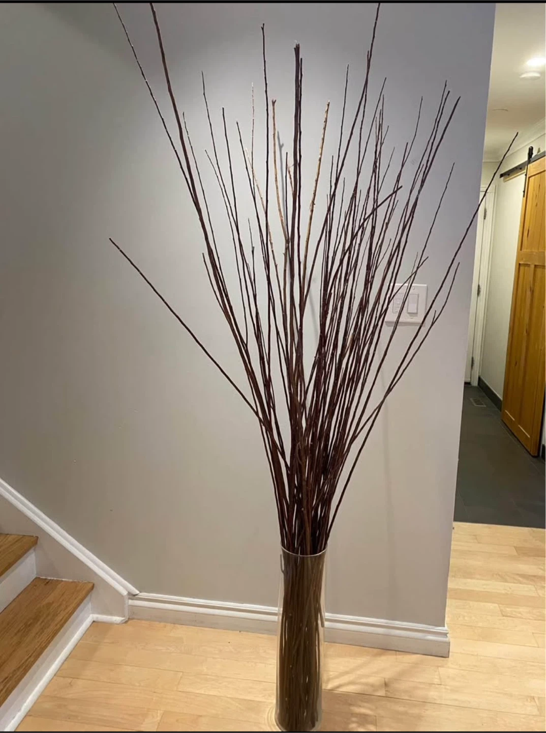 Tall Glass Vase with decorative branches