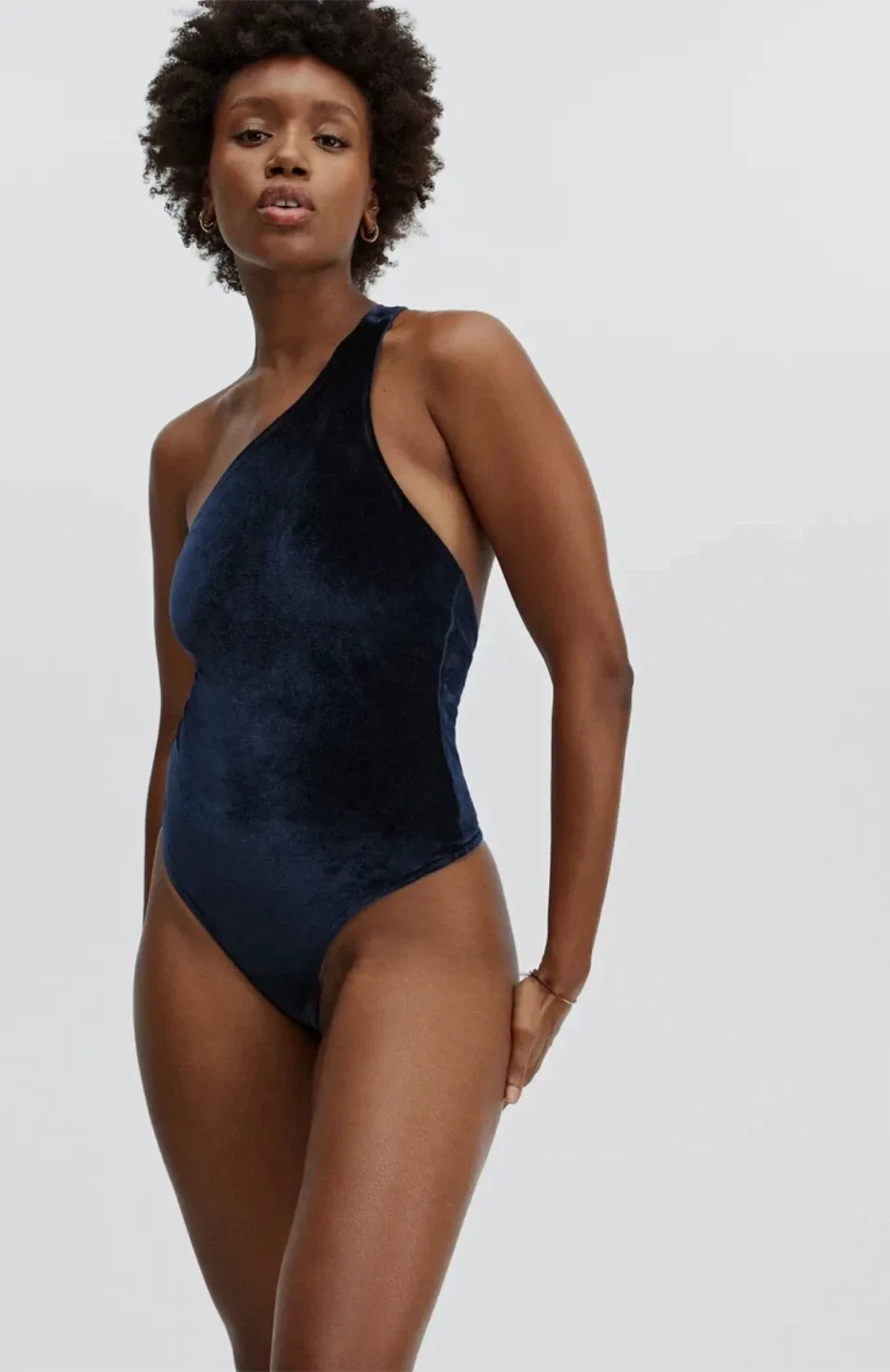 Fabletics Gigi Velour Bodysuit in Navy Blue