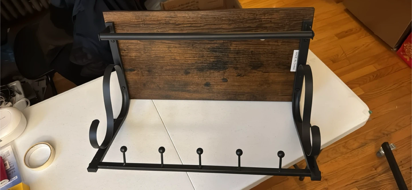 Rustic Brown Entryway Shelf with Coat Rack - photo 3