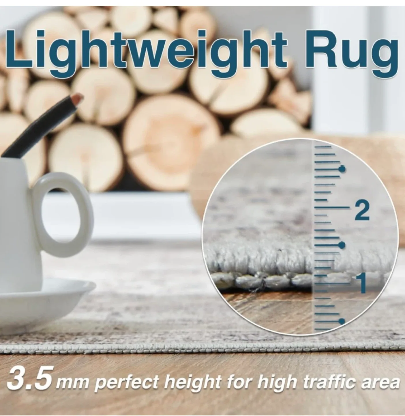 New 4’ Round Area Rug Washable Multi Grey image indicator(5)