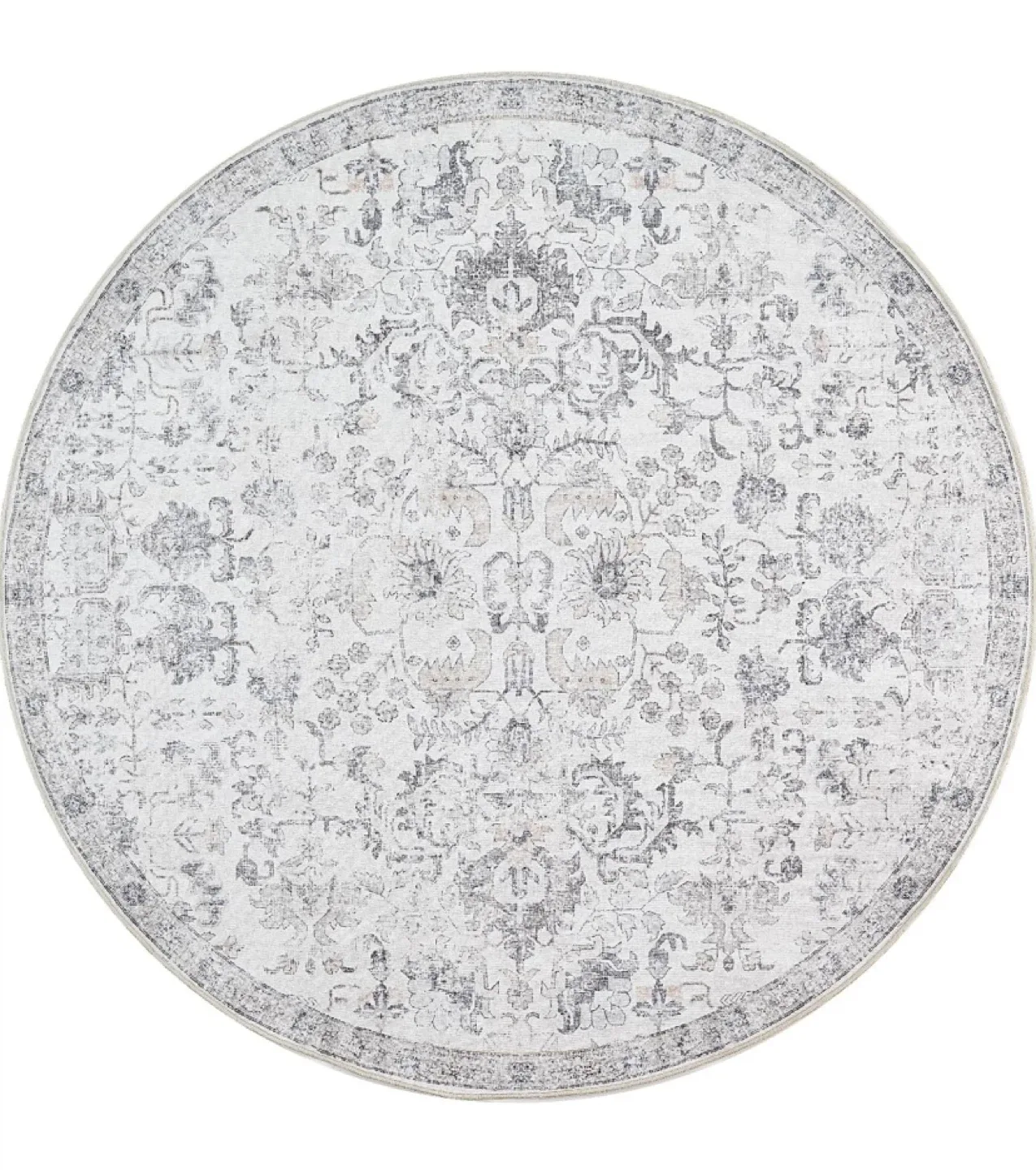 New 4’ Round Area Rug Washable Multi Grey image indicator(6)