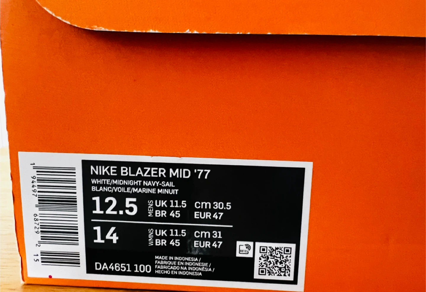 Nike Blazer Mid '77 White/Midnight Navy - Size 12.5 - photo 4