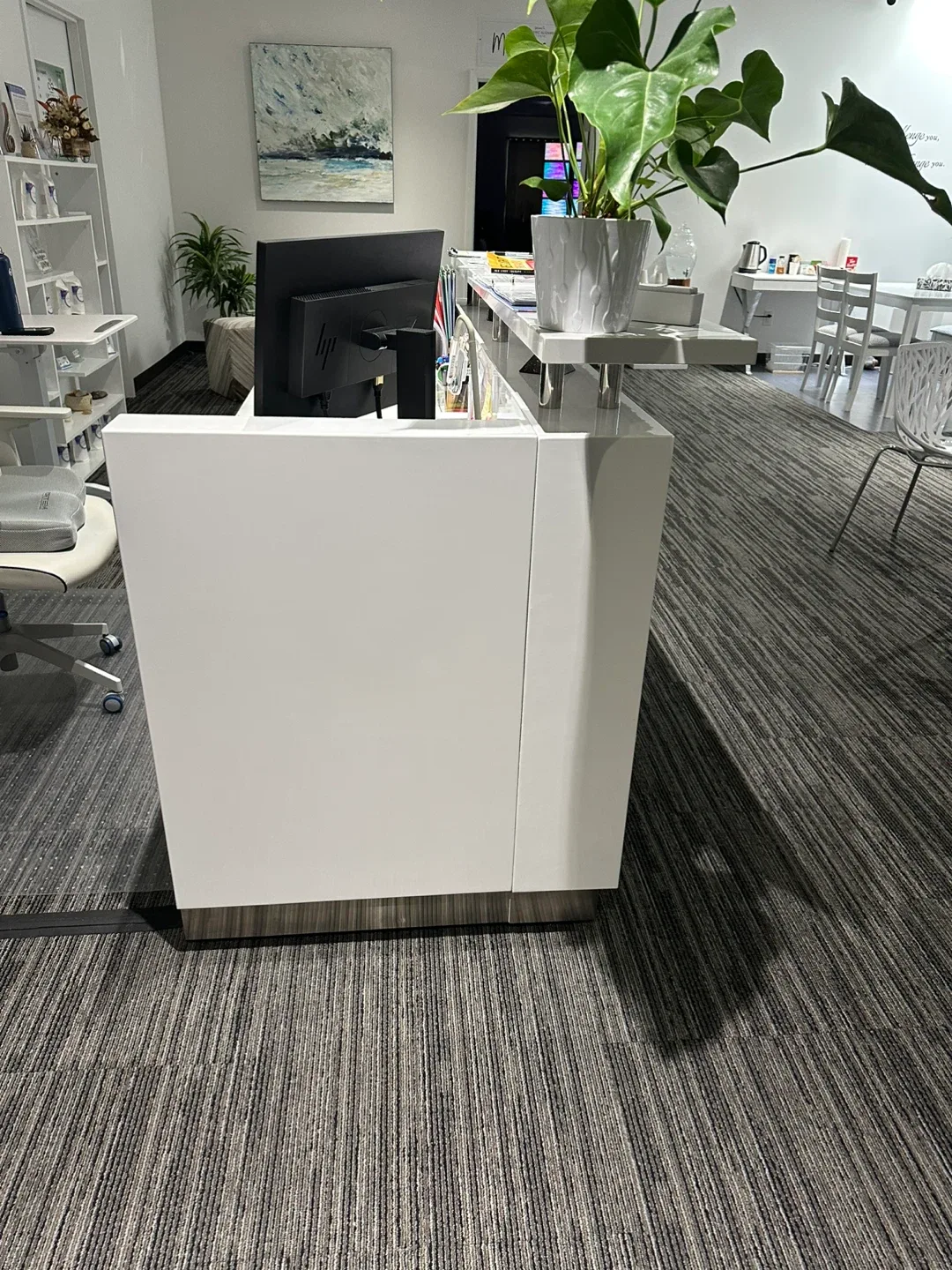 White Reception Desk - 72" x 45" image indicator(2)