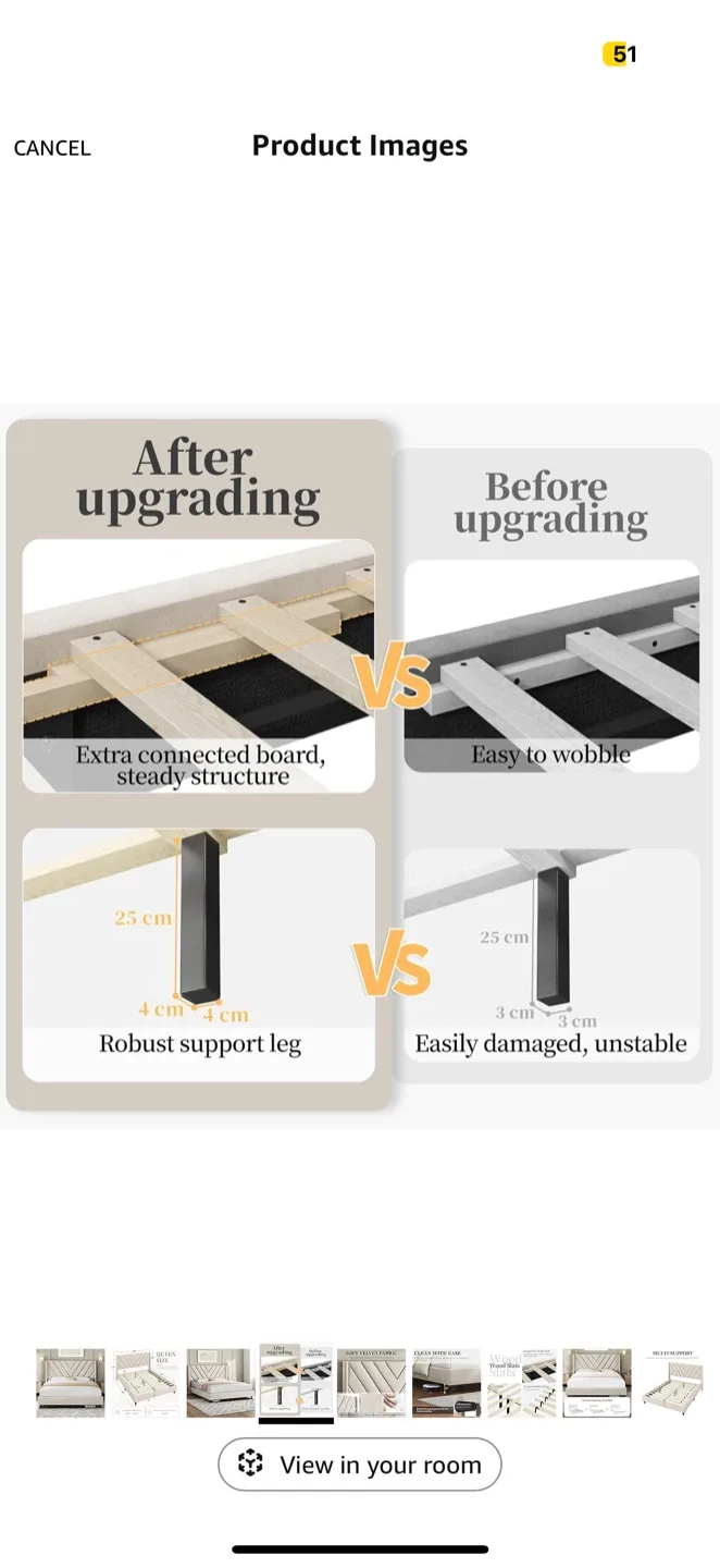 Yaheetech Beige Queen Bed Frame image indicator(4)