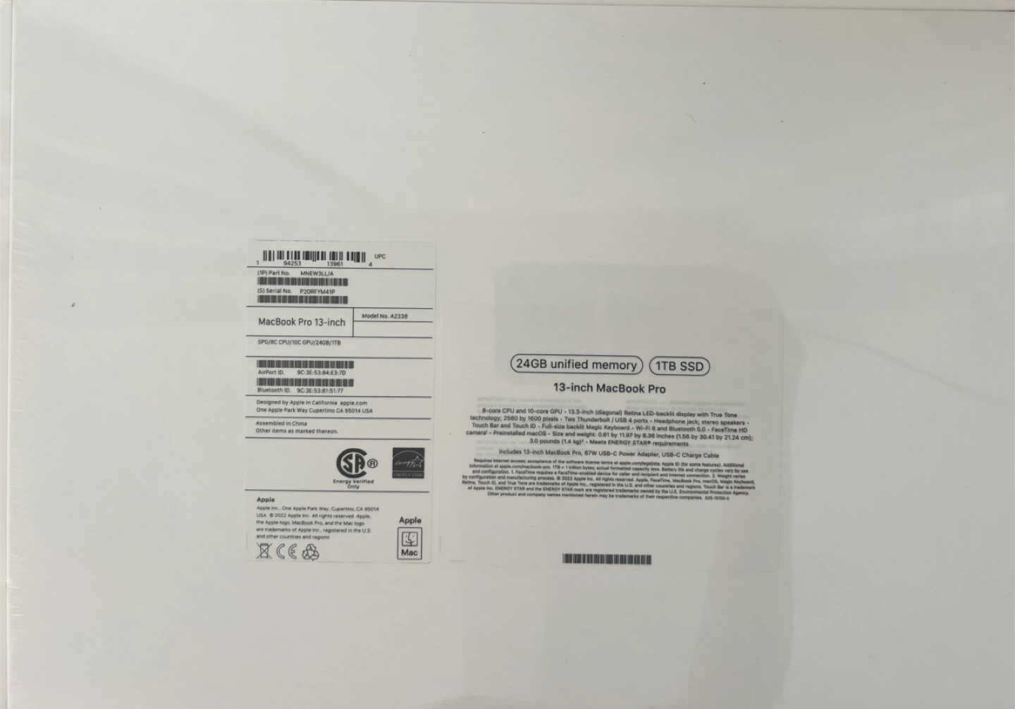NEW MacBook Pro 13” – 24GB RAM – 1TB SSD – Sealed - photo 2