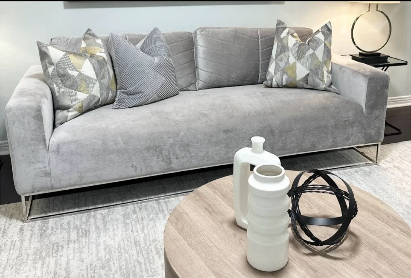 Grey Velvet Sofa & Armchairs Set image indicator(5)