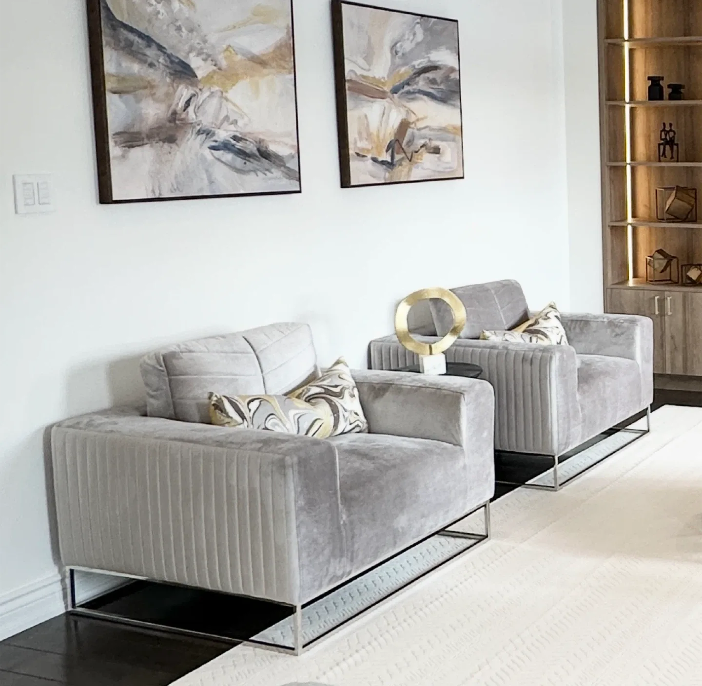 Grey Velvet Sofa & Armchairs Set image indicator(3)