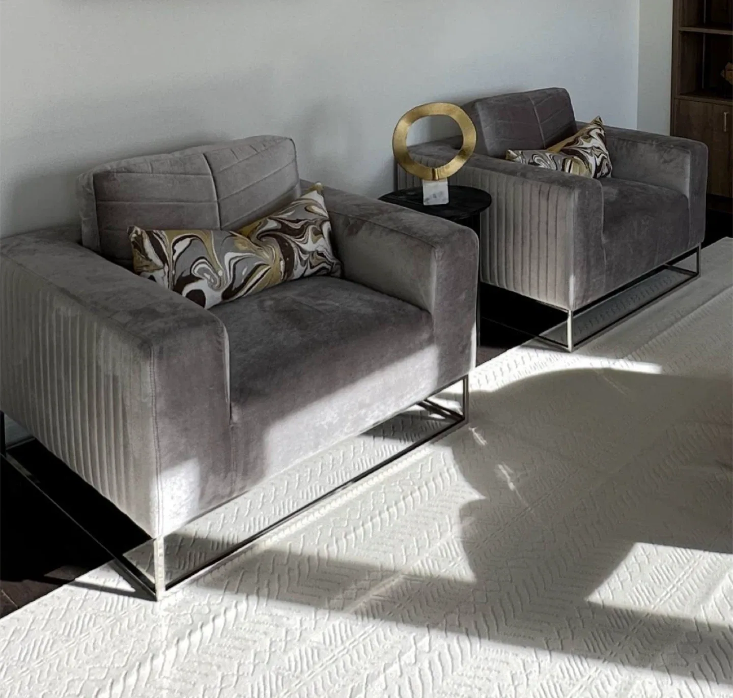 Grey Velvet Sofa & Armchairs Set image indicator(7)