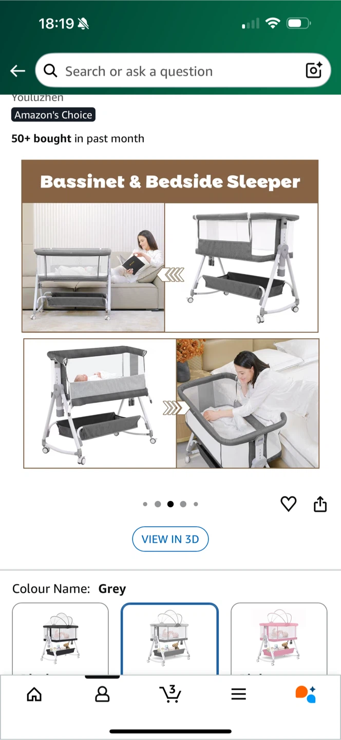 3-in-1 Bassinet Bedside Sleeper - Grey - photo 4