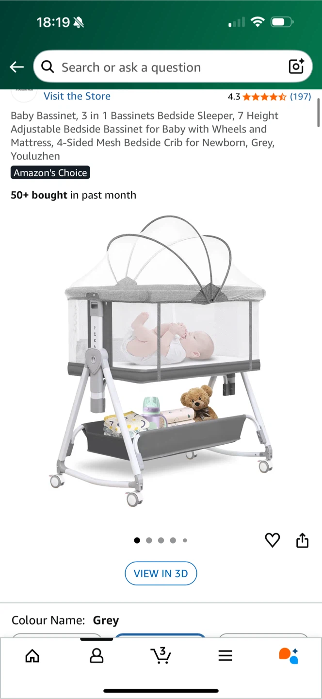 3-in-1 Bassinet Bedside Sleeper - Grey - photo 5