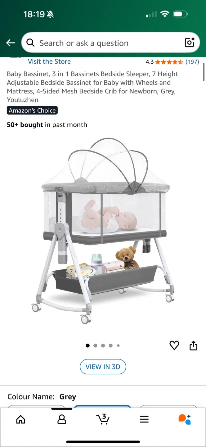 3-in-1 Bassinet Bedside Sleeper - Grey image indicator(5)