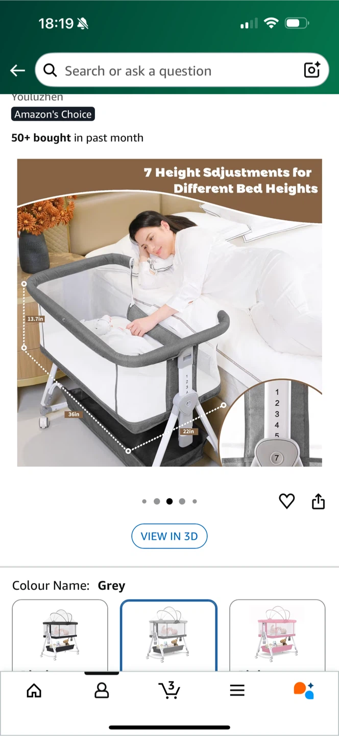 3-in-1 Bassinet Bedside Sleeper - Grey - photo 3