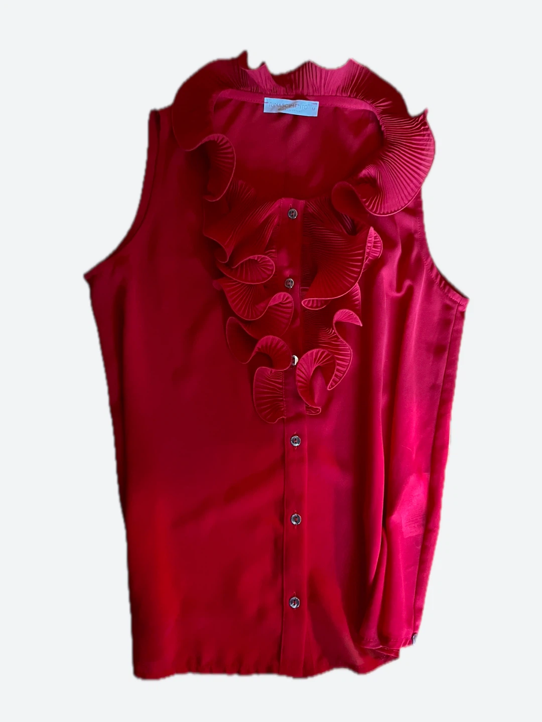 Rinascimento Red Ruffle Blouse - Made in Italy -  Size M
