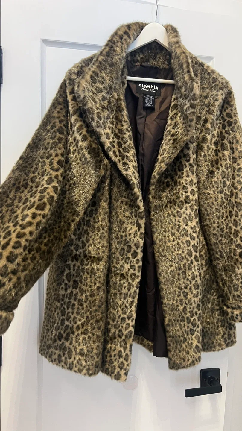 Olympia Leopard Print Faux Fur Coat