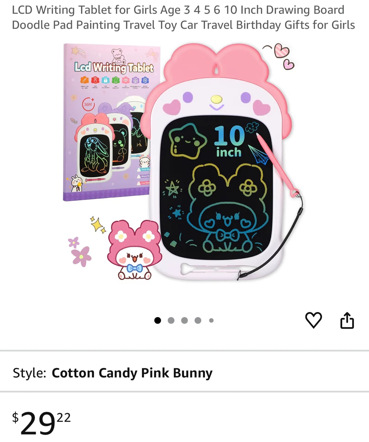 10 inch LCD Writing Tablet - Cotton Candy Pink Bunny
