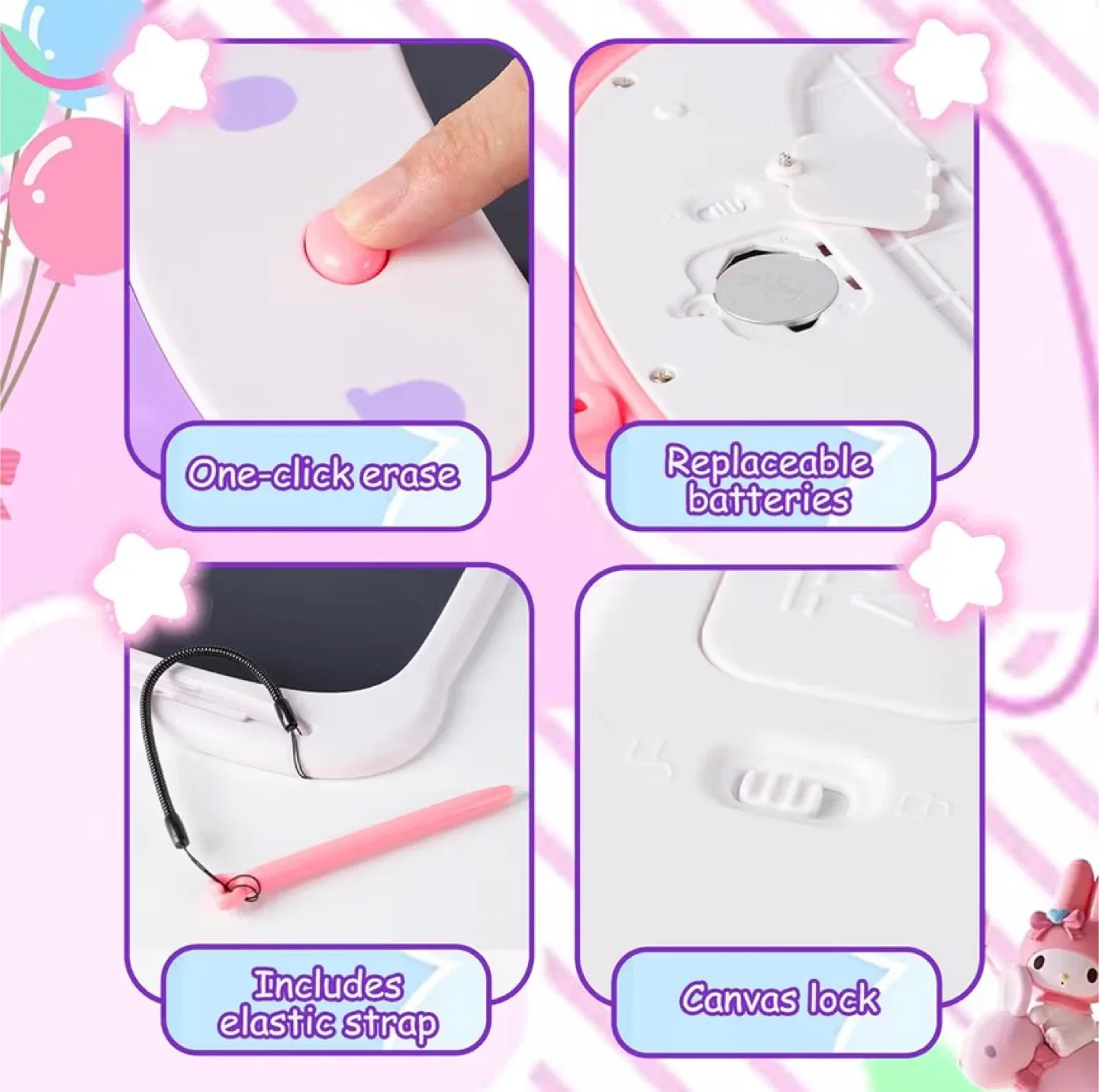 10 inch LCD Writing Tablet - Cotton Candy Pink Bunny image indicator(3)