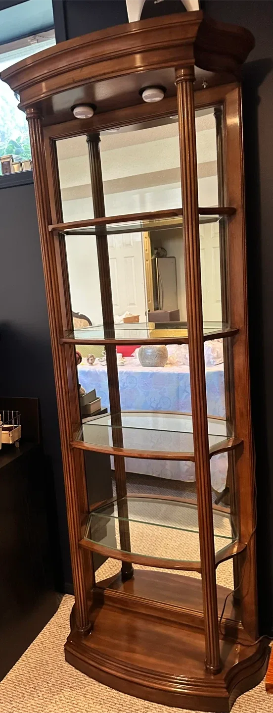 SOLID WOOD Curio Cabinet with Glass Shelves image indicator(3)