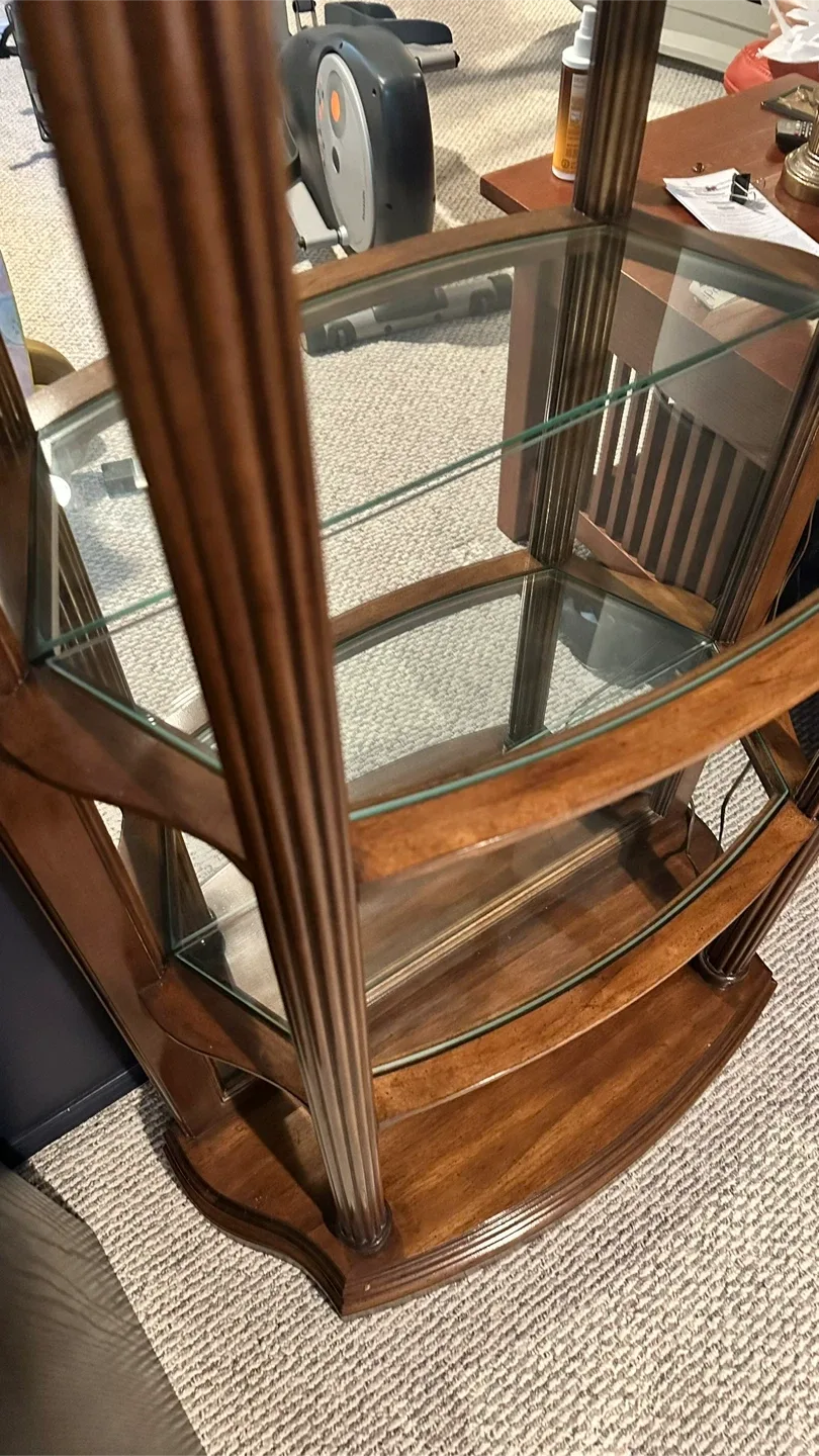 SOLID WOOD Curio Cabinet with Glass Shelves image indicator(5)