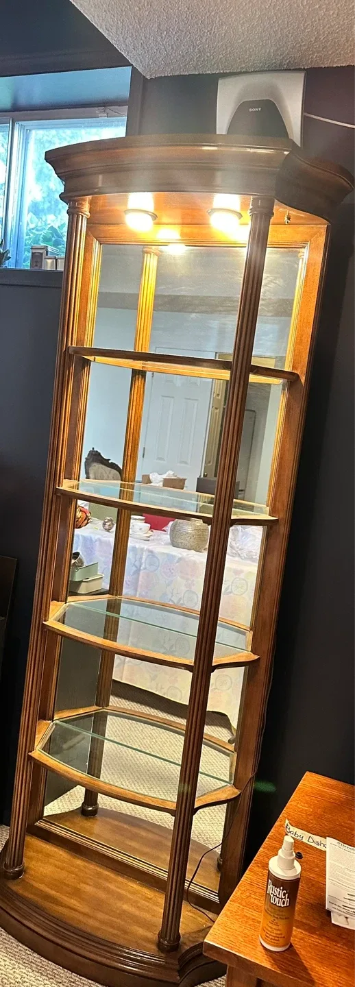 SOLID WOOD Curio Cabinet with Glass Shelves image indicator(2)