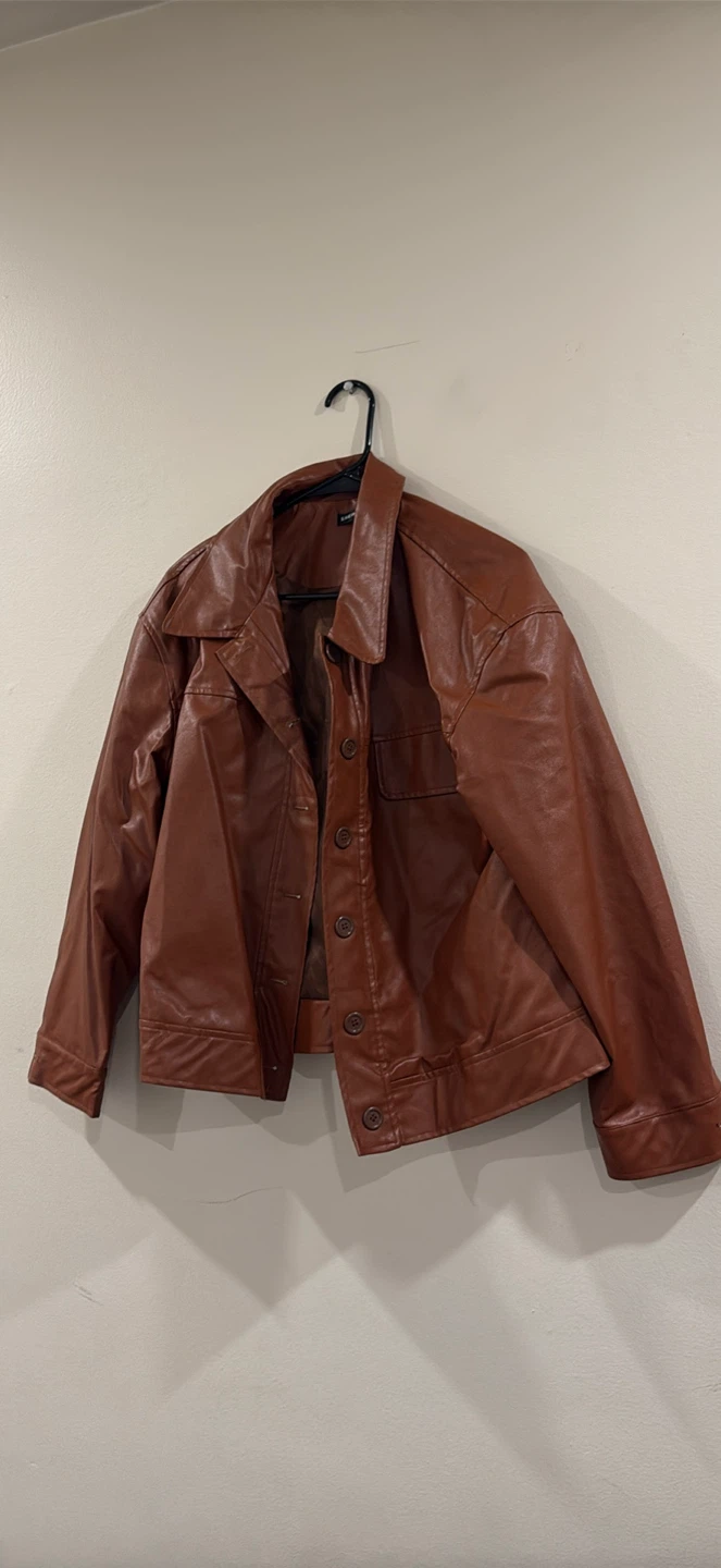 SHEIN Brown Faux Leather Jacket - Size M