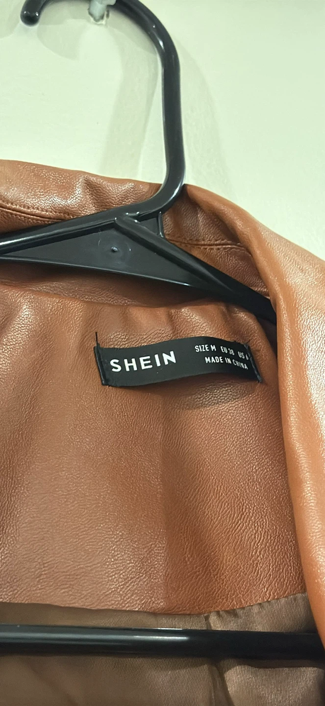 SHEIN Brown Faux Leather Jacket - Size M - photo 2